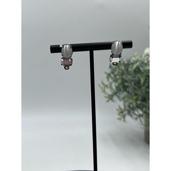 Sorrelli Signed White Opal Crystal Rhinestone drop earrings - Picture 4 of 10